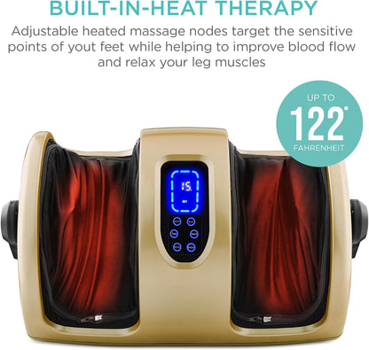 Best Choice Products Shiatsu Foot Massager with Heat for Plantar Fasciitis & Neuropathy, Kneading Foot & Calf Massager with Remote, 360° Adjustable Handle, Rolling & Compression Massage - Navy