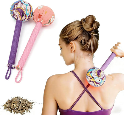 Wormwood Mugwort Massage Hammer 26cm, Manual Lymphatic Drainage Tool, Handheld Percussion Massager for Full Body Muscle Tension Relief (1, Pink)