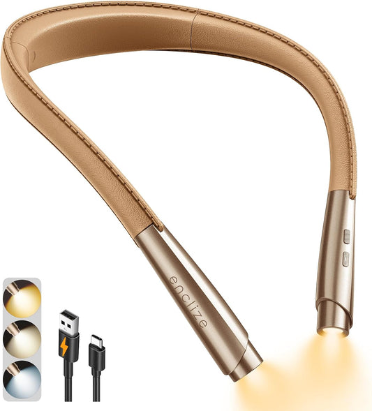 LED Neck Reading Light, Reading Light for Book in Bed, Hands Free, 3 Brightness Levels, Lightweight Comfortable Design, Long Lasting, Perfect for Knitting,Crafting,Camping,Gold Rose