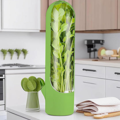 Herb Keeper for Refrigerator, Herb Saver for Refrigerator, Vegetable Preservation Bottle for Cilantro, Mint, Parsley, Asparagus, Keeps Greens Fresh for 2-3 Weeks (Green)