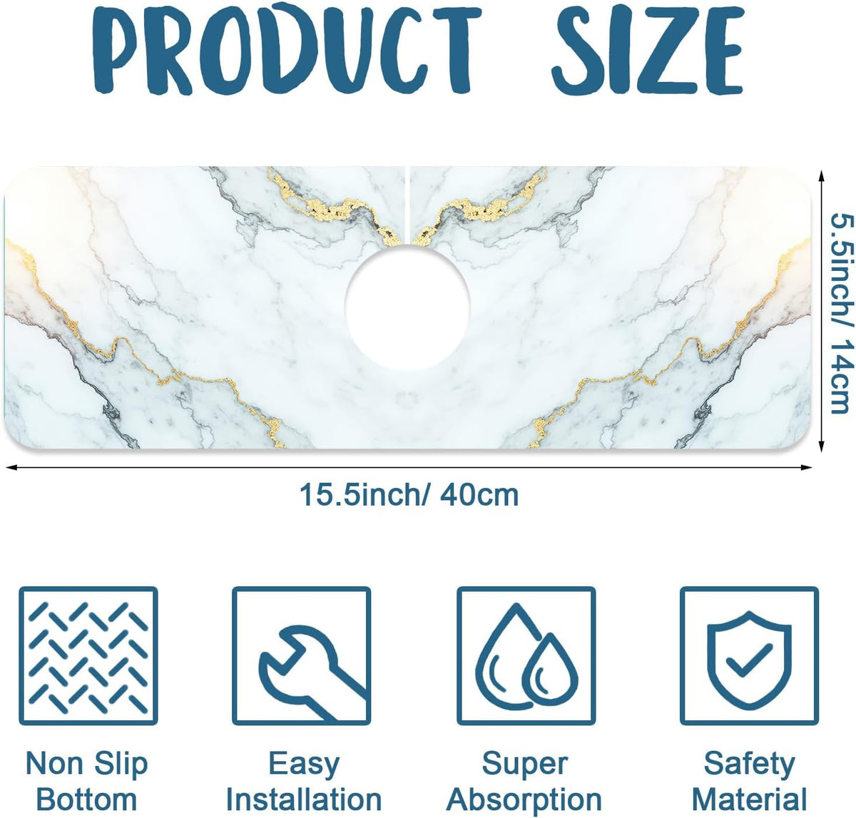 Faucet Mat for Kitchen Sink Absorbent Splash Guard Bathroom 23.5"X5.5"
