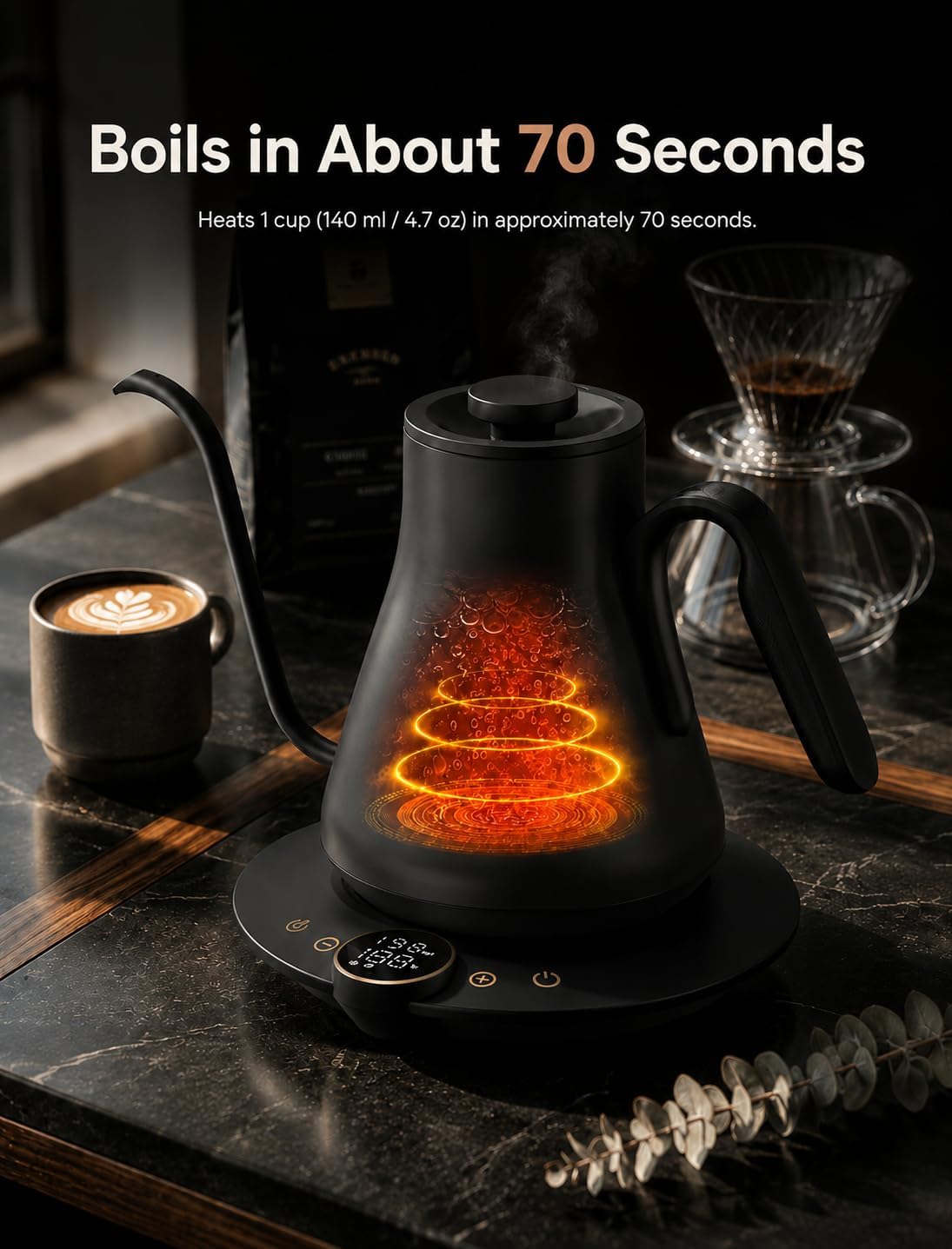 Cocinare FLOW B9 Gooseneck Electric Kettle ±1°F Temperature Control