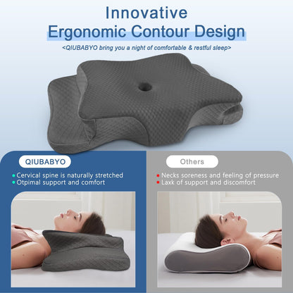 Pain Relief Cervical Pillow for Neck Support, Adjustable Ergonomic Pillow | Cozy Sleeping, Odorless Orthopedic Memory Foam Pillow, Contour Bed Pillow for Side Back Stomach Sleeper
