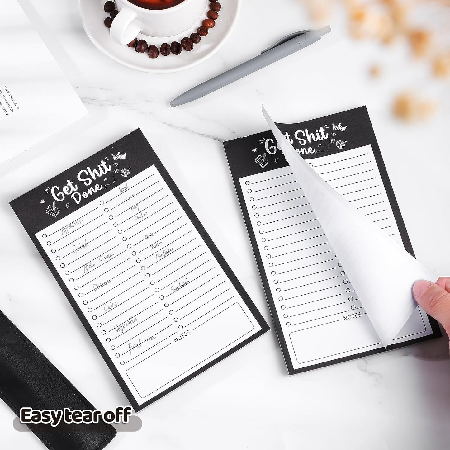 Thboxes 2 Pack Grocery List Magnet Pad for Fridge, 120 Sheets, Pen Holder | 4.5x7.5In Magnetic Grocery List Pad for Fridge, Full Back Shopping Checklist, Notepad for Kitchen, Home Office, Parents, Kids