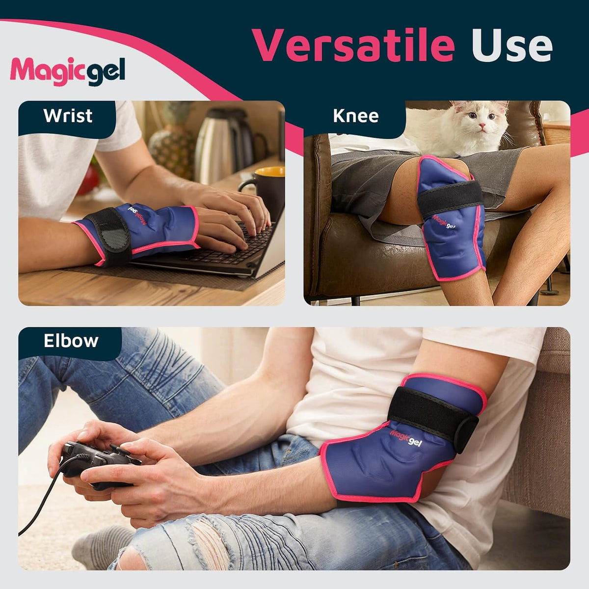 Magic Gel Ankle Ice Pack Wrap for Swelling, Reusable Ice Packs for Ankle Injuries, Flexible Hot & Cold Packs, Foot Ice Pack Wrap Ice Socks for Sprained Ankle, Achilles Tendonitis & Fasciitis Relief