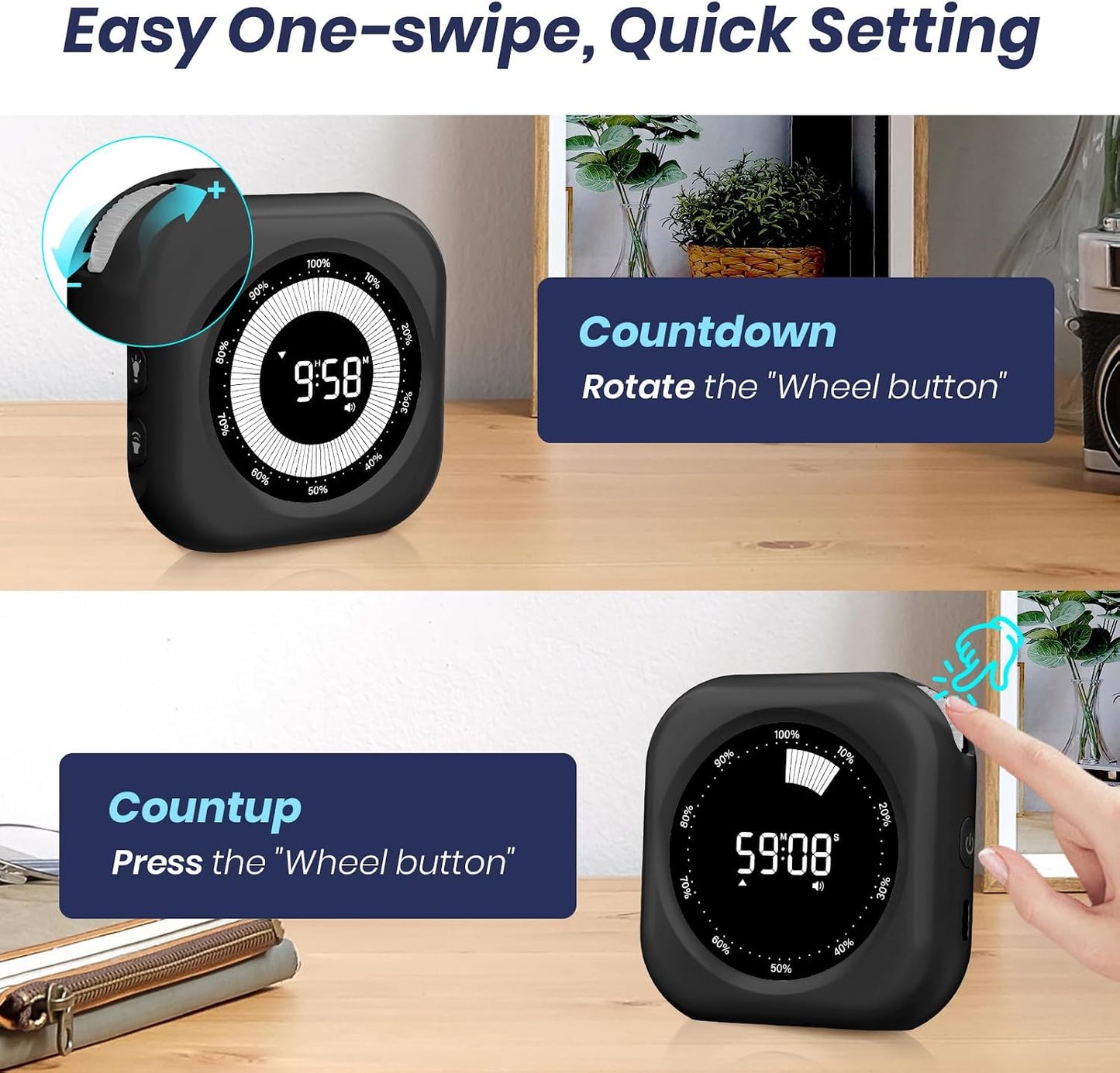 PERSUPER Visual Timer for Kids, Rechargeable 10-Hour Countdown/Up Timer | with 3 Volume Levels, 3 Brightness Display, and Magnetic, Homeschool Study Tool, Large Digital Timers for Classroom, Kitchen
