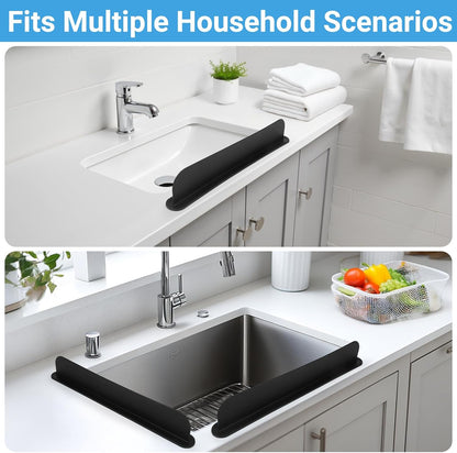 19.3 inch Silicone Sink Splash Guard, Splash Guard for Kitchen Sink Area, Backsplash Protector for Kitchen Countertop & Bathroom Bathtub with Non-Slip Strong Suction, White