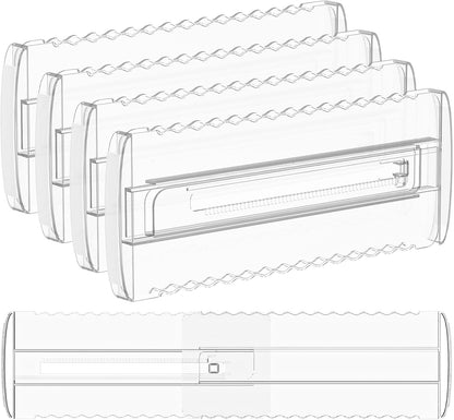 4 Pack 4" High Drawer Dividers for Clothes, 10.2"-16.5" Expandable | Dresser Drawer Organizers, Adjustable Plastic Clear Drawer Separators for Kitchen, Baby Clothing, Socks & Underwear Storage