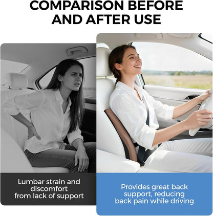 BEBAS Ergonomic Lumbar Support Pillow for Car, Memory Foam Car Back Cushion