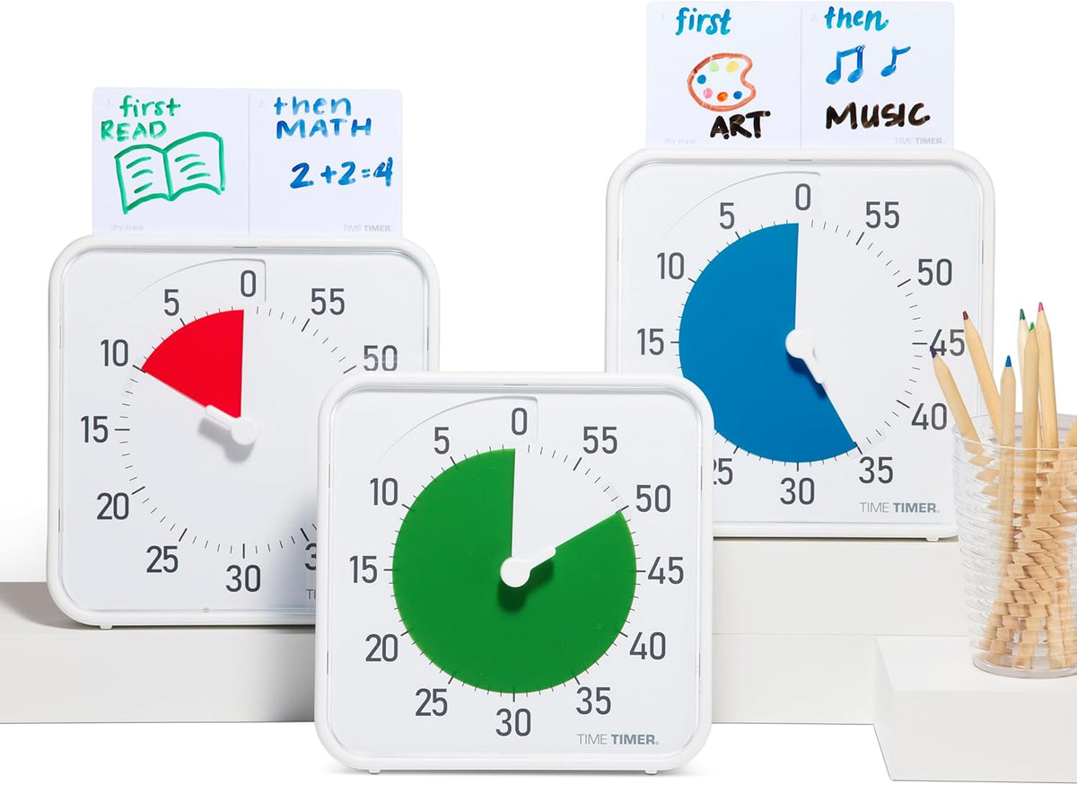 TIME TIMER 12 inch Visual Timer 60 Minute Kids Desk Countdown Clock with Dry Erase Activity Card, Also Magnetic for Classroom, Homeschooling Study Tool, Task Reminder, Home and Kitchen Timer
