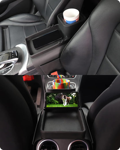 Silicone Couch Cup Holder, VIENFUT Anti-Spill Anti-Slip Sofa Armrest Tray BPA-Free, Dirt-Resistant Silicone Couch Arm Tray for Remote, Snacks, Cellphone and iPad, Gift for Family, Friend (Black)