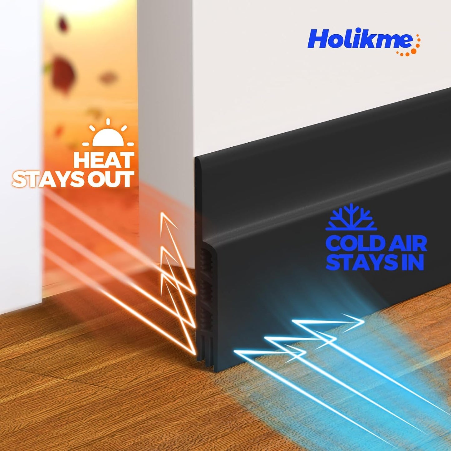 Holikme Door Draft Stopper 2-Pack, Under Door Seal for Bottom Gap Filler | Strong Adhesive Silicone Weather Stripping Garage Window Blocker Cold Air & Noise, Easy Install Door Sweep Strip Save Energy
