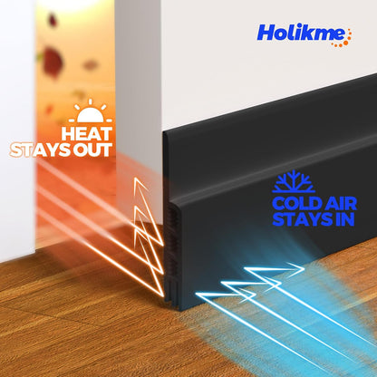Holikme Door Draft Stopper 2-Pack, Under Door Seal for Bottom Gap Filler | Strong Adhesive Silicone Weather Stripping Garage Window Blocker Cold Air & Noise, Easy Install Door Sweep Strip Save Energy