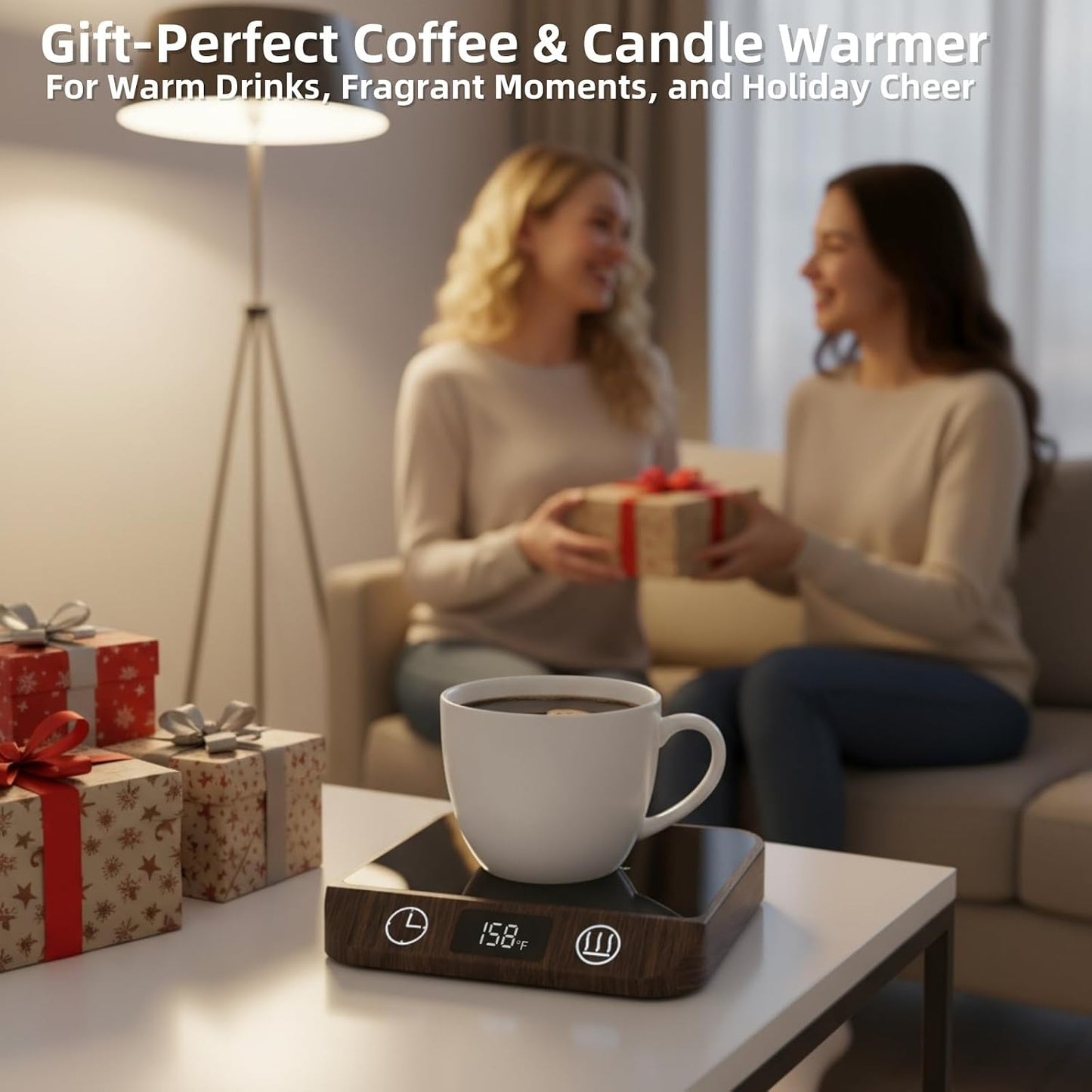 Coffee Mug Warmer & Candle Warmer 2-in-1, 46W Smart Cup Warmer for Desk | 6 Temperature Settings, 12-Hr Timer & 4-Hr Auto Shut-Off, Gift for Coffee Lovers, Home Office & Desk Warmer