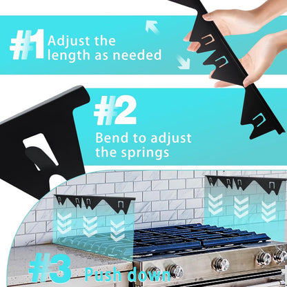 Stove Gap Covers Stainless Steel, 2 Pack Stove Gap Filler Easy Retractable Length 13.8" to 27.5", Width 0.79" Stove Gap Guards Range Trim Kit, Heat Resistant Guard Between Stove Top & Counter