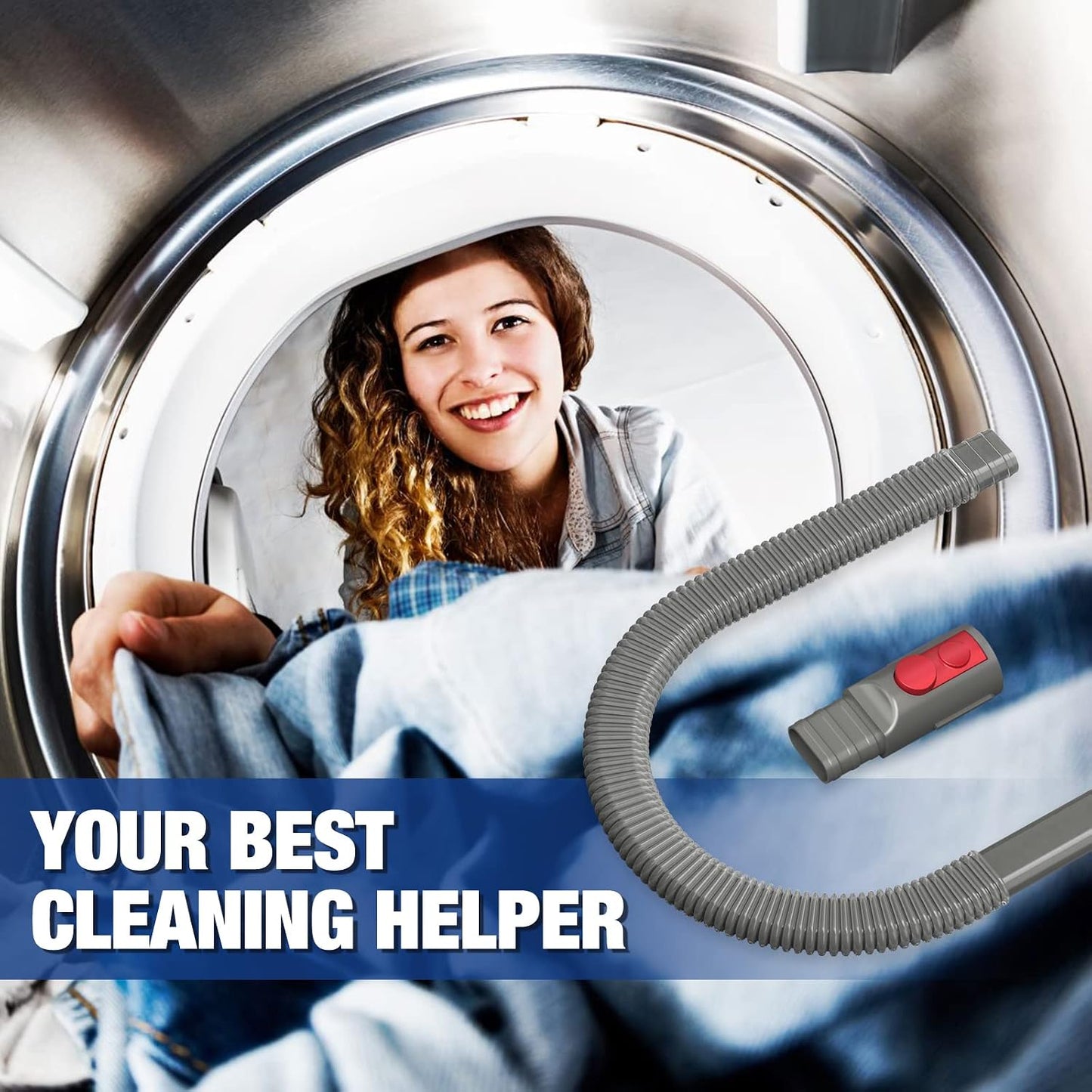 Sealegend 2 Pieces Dryer Vent Cleaner Kit Compatible with Dyson V7 V8 V10 V11 V15 or Higher Models and Dryer Lint Brush Vacuum Hose Attachment Power Lint Remover Refrigerator Coil Brush, Grey