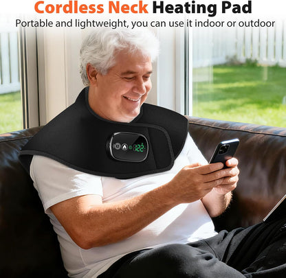 Heating Pad for Neck Shoulder, Cordless Electric Neck Shoulder Heating Pad Wrap 4 Heat Options & 5 Auto Timer for Mom Women