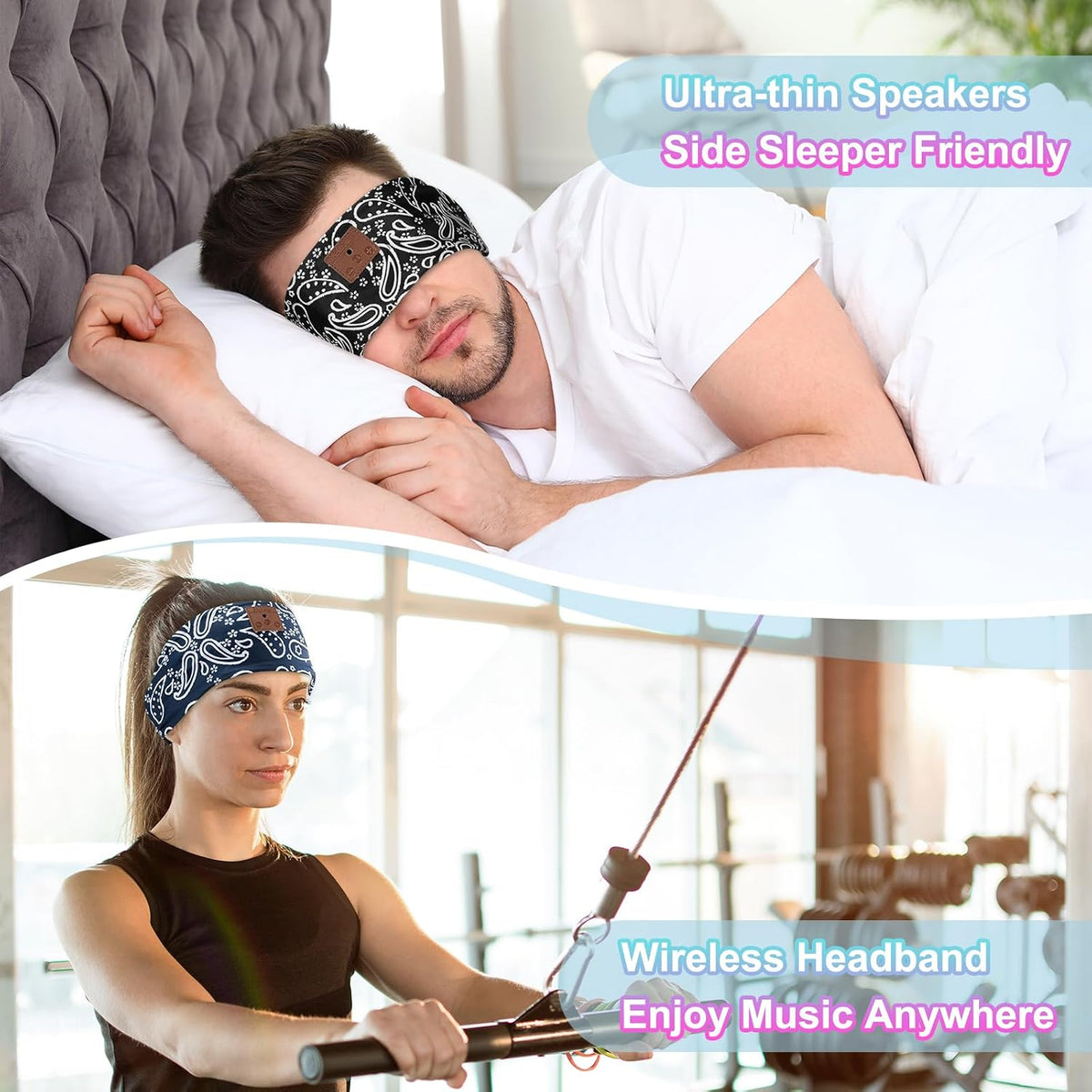2-Pack Sleeping Headphones, Headband Headphones for Side Sleepers