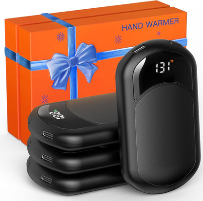 Electric Hand Warmers Rechargeable, 104–131°F with Temp & Battery Display, 3 Heat Levels, Fast Heating, Smart Temp Control, Pocket-Size, Fits in Gloves, Gifts for Women & Men