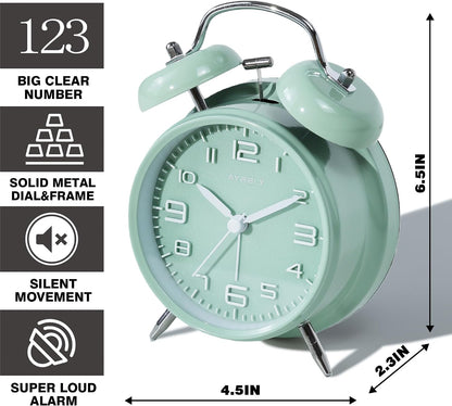 AYRELY® Super Loud Alarm Clock for Heavy Sleepers, 4.5 Inch Twin Bell Retro