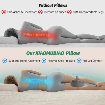 xiaomubiao Memory Foam Knee Pillow for Side Sleepers, Cooling Leg Pillow with Adjustable Strap for Sciatica, Hip & Back Pain Relief, Orthopedic Contour Between Leg Cushion with Washable Cover