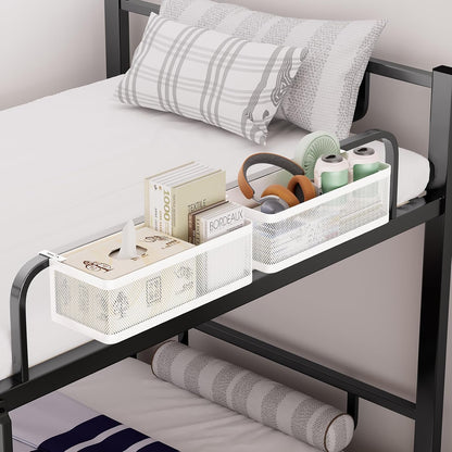 Bedside Caddy Shelf for Bunk Bed & Dorm, Adjustable Bunk Bed Caddy Holder for Top Bunk, Rails, Cribs, Bedside Shelf Organizer for Phone/Books/Drinks (Black, L(L11in*W4.9in*H3.93in))