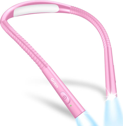 Gritin Book Light, Eye Caring 4-Color&5-Brightness Neck Light Reading Light | Stepless Dimming, 30-min Timer, 80+ Hrs Runtime, Bendable Round Neck Design, Lightweight for Reading, Knitting, Repairing