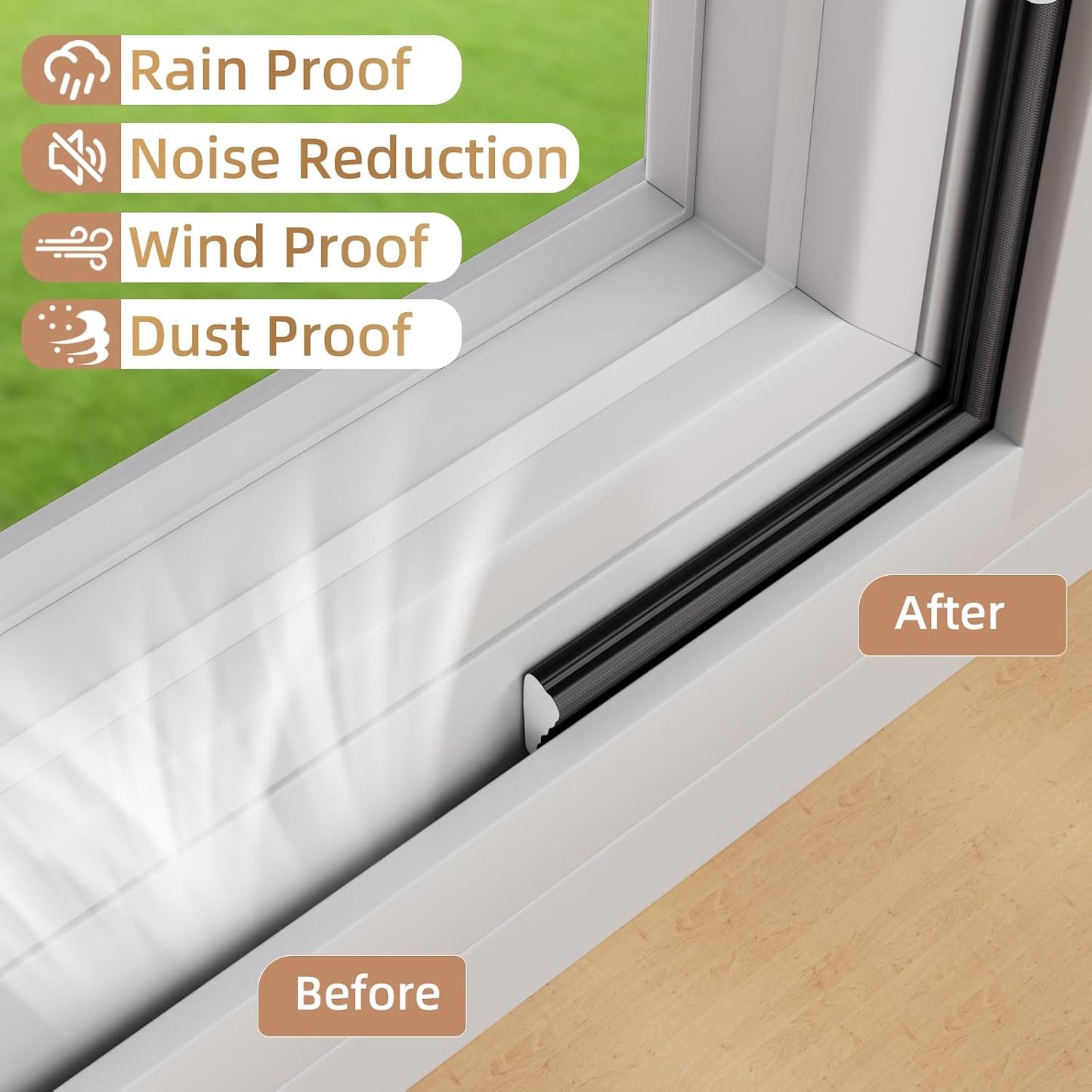 Kneelisa 118” Wedge-Shape Foam Window Weather Stripping Door Seal | Soundproofing Frame Winter Insulation Strip,Noise Cancelling Window Inserts,Door Gap Filler Light Blocker,White