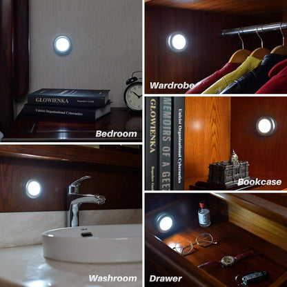 STAR-SPANGLED 2.8” LED Puck Lights Under Cabinet AAA Battery, 5 Pack White | Mini Touch Lamp Battery Operated Powered, DIY Strong Adhesive Stick on Push Tap Light for Kitchen, Closet, Pantry, Shelf