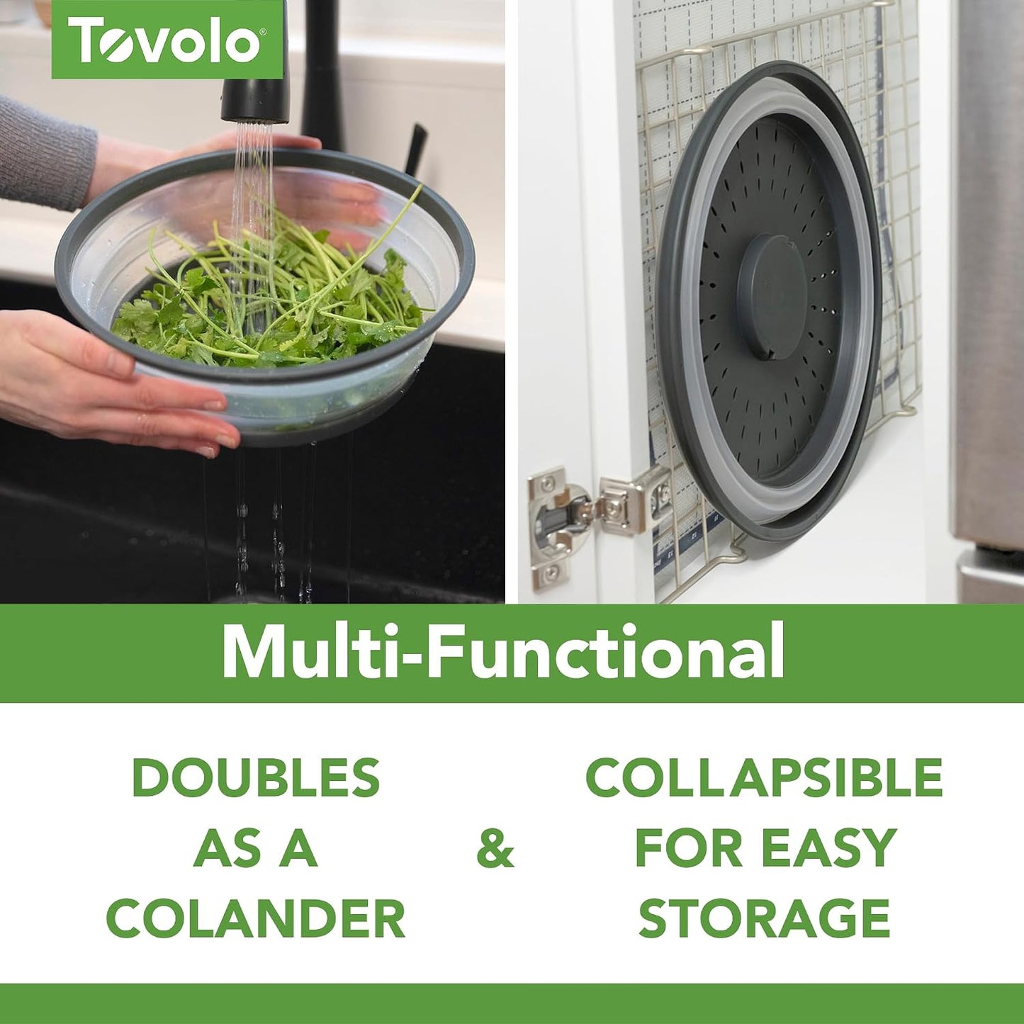 Tovolo Microwave Splatter Cover for Food, Large (Charcoal) - Collapsible & Vented Silicone Splatter Guard Lid - Microwave Plate & Dish Cover with Handle - BPA-Free Kitchen Gadget for Meal Prep