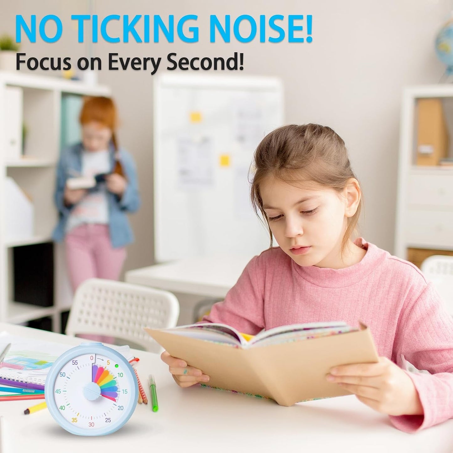 Visual Timer for Kids 60 Minute Countdown Timer Rainbow Disk Desk Timer Clock for Classroom Study Office Kitchen with Silent Operation (Purple)