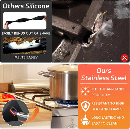 Stainless Steel Stove Gap Covers (2PCS), Stove Gap Filler for Kitchen Oven Counter Side Gap, Range Trim Kit, Easy Clean and Heat Resistant, Adjustable Length 13.8" to 27.5" 1