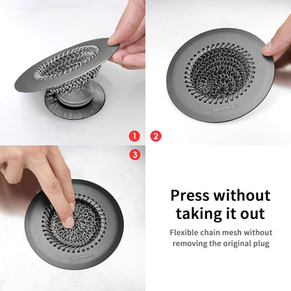 TRAPMATE Shower Drain Hair Catcher, 4.4" Anti-Clogging Bathtub Drain Cover | Easy Flip Cleaning, Traps Hair with Fast Drainage, Anti-Slip Drain Protector Fits Regular & Pop-up Drains (Patented Product)