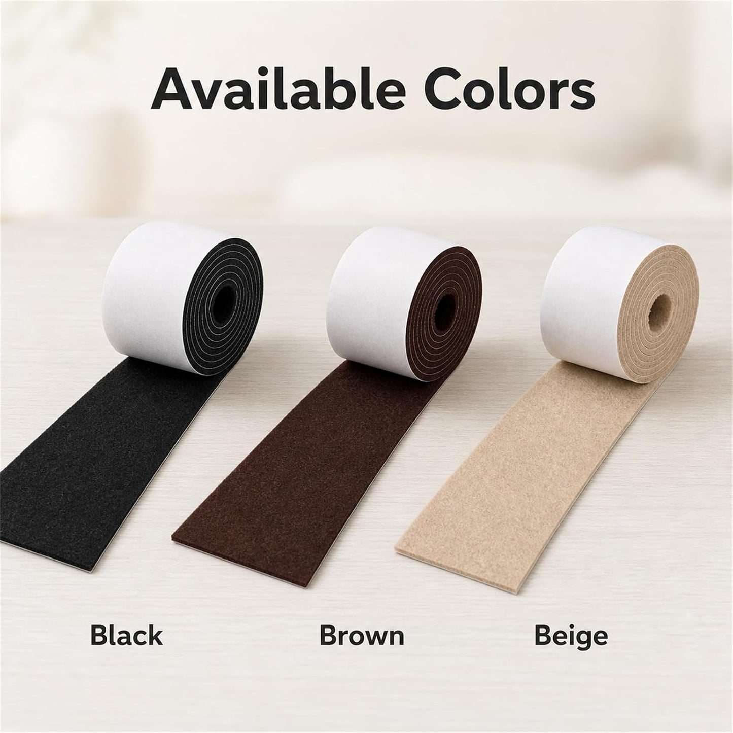 Felt Furniture Pads, Self Adhesive Felt Sheets Roll, Cuttable Felt Pads for Furniture Legs, Heavy Duty Furniture Pads for Hardwood Floors, Chair Wall Protector, Black, 40 x 5 x 0.12 Inch