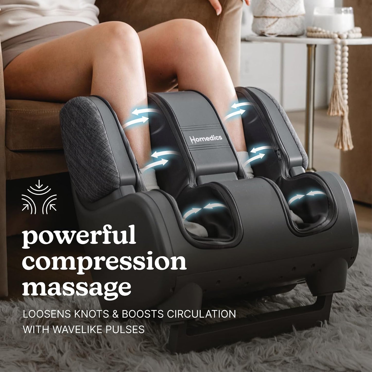 Homedics Deluxe Foot Massager Calf Massager, Rolling & Compression Massage | Adjustable Tilt, Washable Liners, 4 Programs, 3 Intensity for Muscle Relief and Post-Workout Recovery