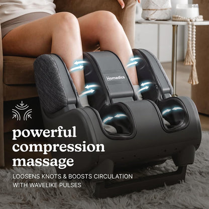 Homedics Deluxe Foot Massager Calf Massager, Rolling & Compression Massage | Adjustable Tilt, Washable Liners, 4 Programs, 3 Intensity for Muscle Relief and Post-Workout Recovery
