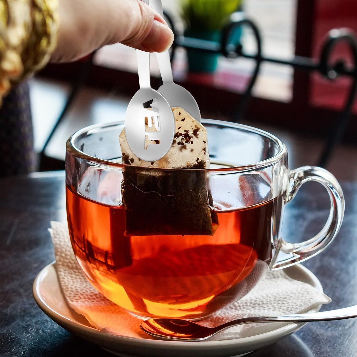 2 Pcs Tea Bag Squeezer, Stainless Steel Tea Spoon for Loose Tea Round Tea Bag Clamp Tea Bag Tongs Tea Bag Clip Tea Bag Grip Holder Strainer for Tea Drinkers Accessories Tool