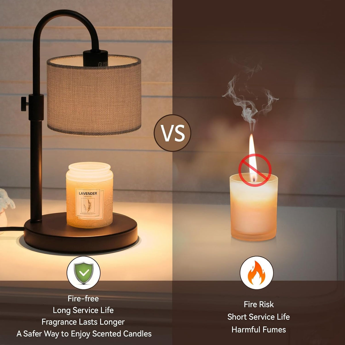 FINCMY Candle Warmer Lamp with Timer, Adjustable Height Candle Wax Warmer Candle Lamp Warmer for Jar Candles, Home Decor House Warming Gifts Compatible with Various Candles (Linen)