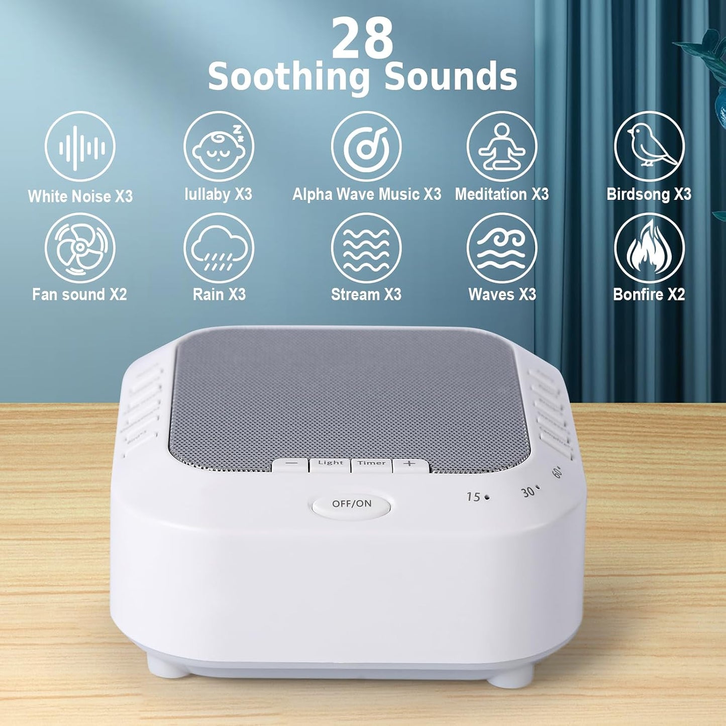 Noise Sound Machine with 28 Soothing Sounds Night Light White Noise Machine for Adults Baby Kids Sleep Machines Multi Button Quick Control Levels 3 Timers for Home Office Travel