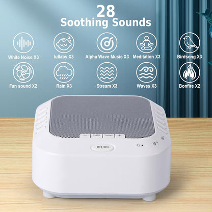 Noise Sound Machine with 28 Soothing Sounds Night Light White Noise Machine for Adults Baby Kids Sleep Machines Multi Button Quick Control Levels 3 Timers for Home Office Travel