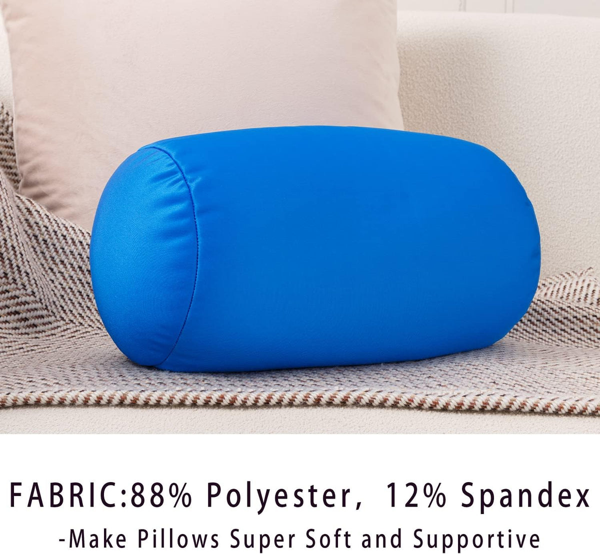 Squishy Microbead Neck Pillow, 7Inch x 12Inch Soft Travel Body Bed Pillow Bean Pillow for Kids Adult Chair Sleeping Car Seat, Fun Dormroom (Sky Blue)