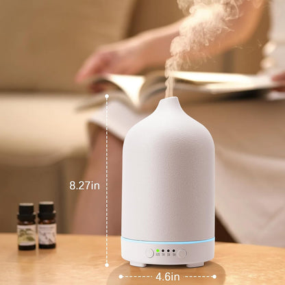 Diffuserlove Ceramic Essential Oil Diffuser 160ML Aromatherapy Diffuser for Home Bedroom Room Cool Mist Humidifier Stone Air Diffusers (Size:6.8" H x 3.6" W)