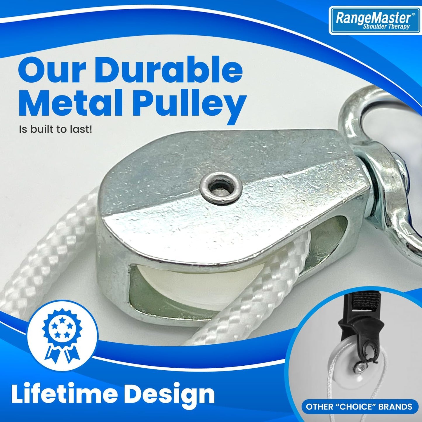 RangeMaster Econo Ranger Shoulder Pulley │ Physical Therapy Exercises │ Aids in Recovery and Rehabilitation │ Increases Mobility │ Wooden Handles for Comfort │ Web Strap Door Attachment
