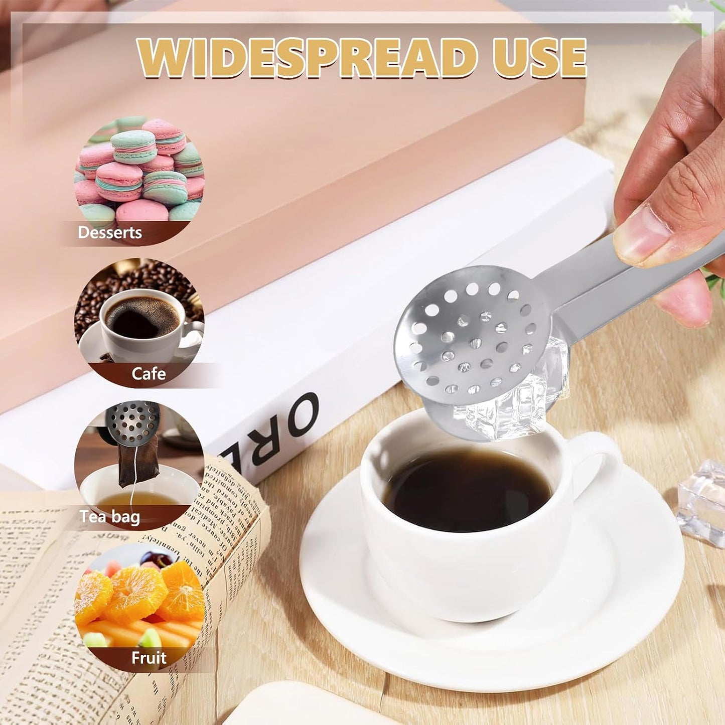 3 Packs Stainless Steel Tea Bag Squeezer Tongs, Teabag Filter Tongs, Tea Bag Strainer Gripper Picker Spoon Clamp Dispenser Accessories for Drinkers Kitchen Bar Tool (Gold & Silver & Black)