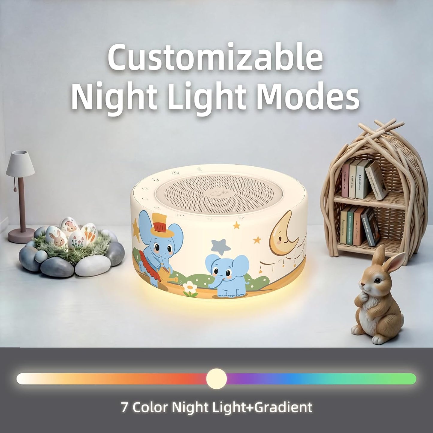Kipcush White Noise Machine for Baby & Adults, 30 Soothing Sounds, Sleep Sound Machine with 8 Color Night Light, Memory Function, White Noise for Sleeping, Nursery, Office, Travel & Relaxation