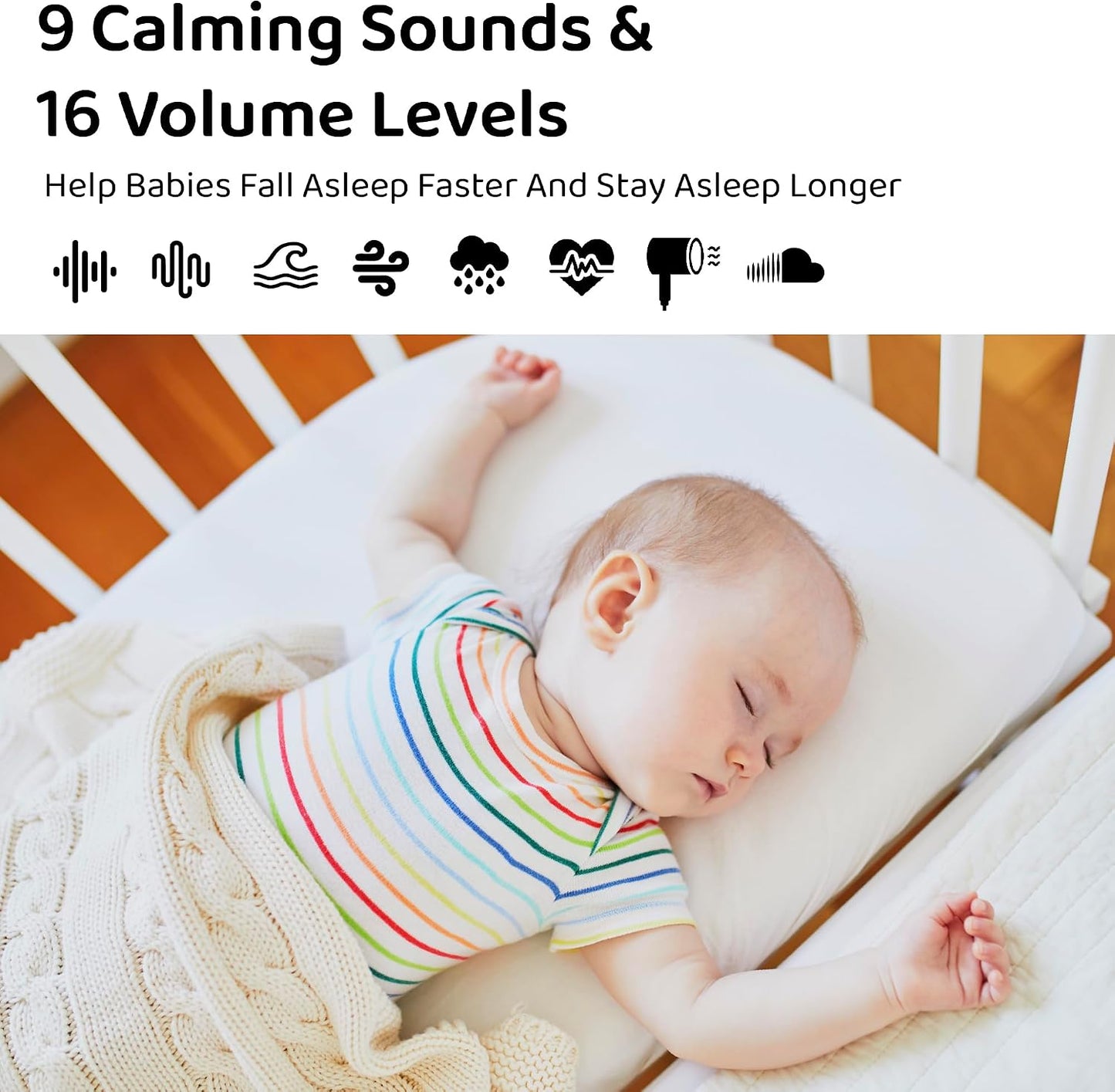 Moonybaby Portable Sound Machine, Baby Sleep Soothe, 9 Soothing Sounds, White Noise, Shush, Sound Therapy and Noise Canceling