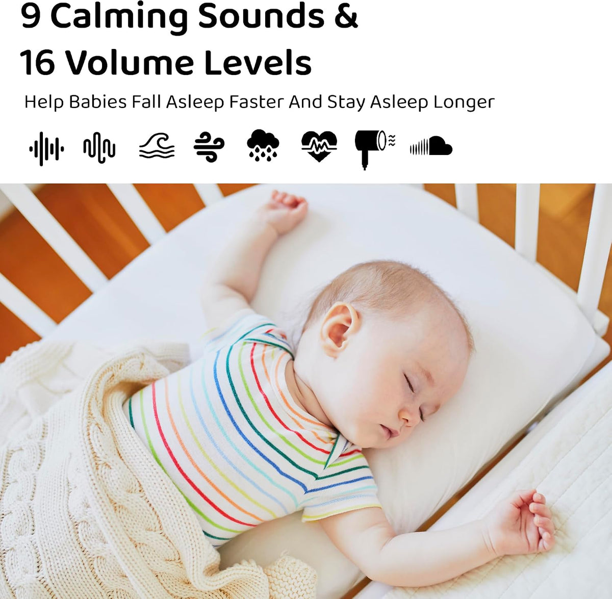 Moonybaby Portable Sound Machine, Baby Sleep Soothe, 9 Soothing Sounds, White Noise, Shush, Sound Therapy and Noise Canceling