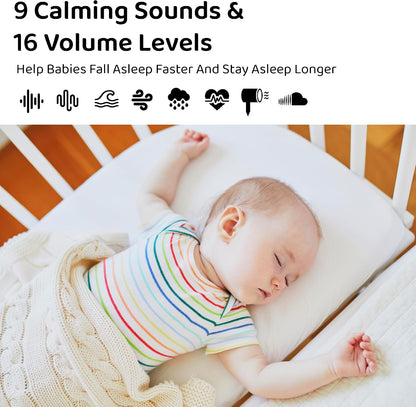 Moonybaby Portable Sound Machine, Baby Sleep Soothe, 9 Soothing Sounds, White Noise, Shush, Sound Therapy and Noise Canceling