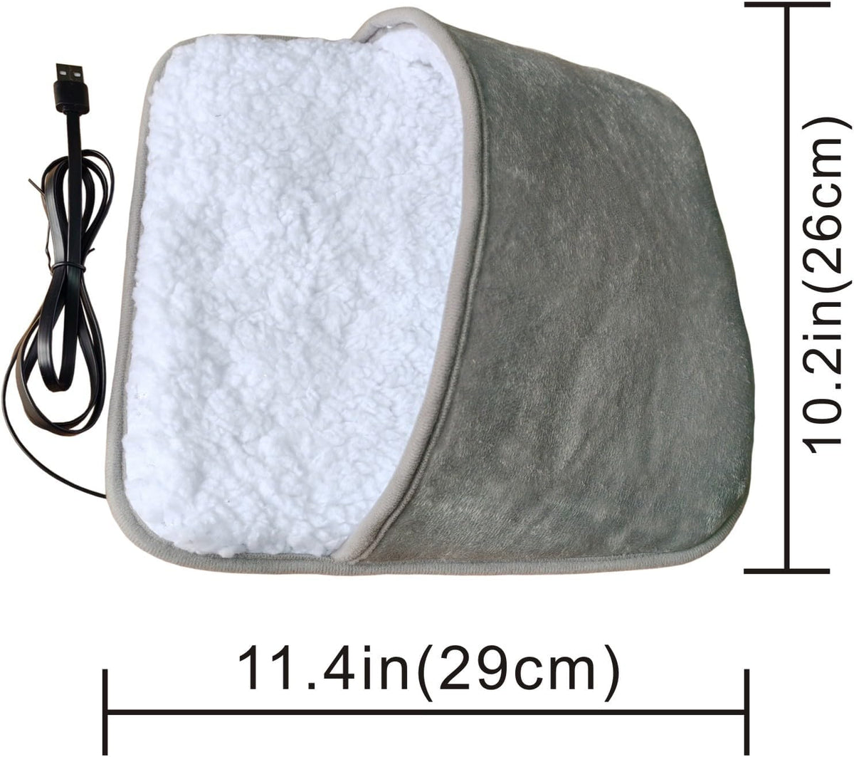 USB Warm Foot pad Plush Electric Shoes, Portable Washable Foot Warmer, Keep Your feet and Hands Warm at Home and Work; Birthday, Christmas, Valentine's Day Gifts (Grey)