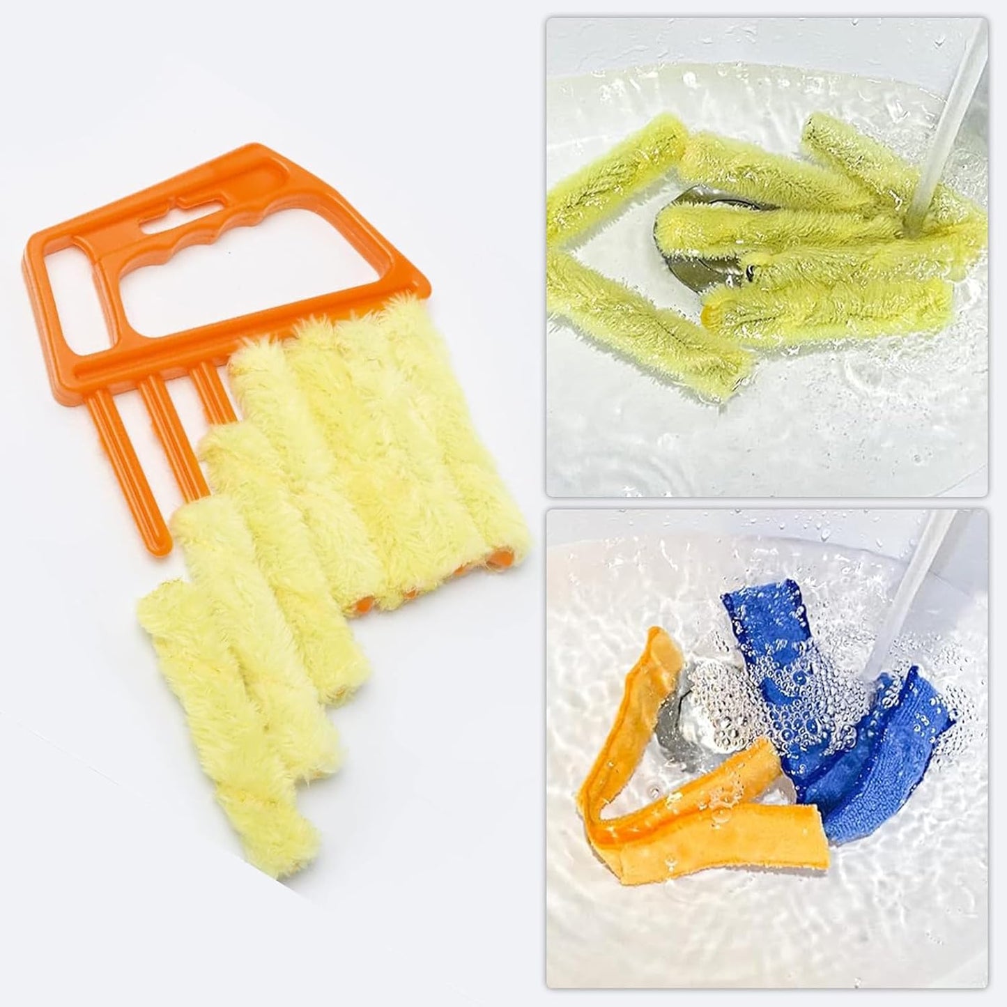 4Pcs Window Venetian Blind Cleaner Duster Tool,Venetian Washable Mini Handheld Brush,7 Fingers Dusting Cleaner and Air Vent Cleaner for Wood Blinds,Air Conditioner Vents,Fans Vents